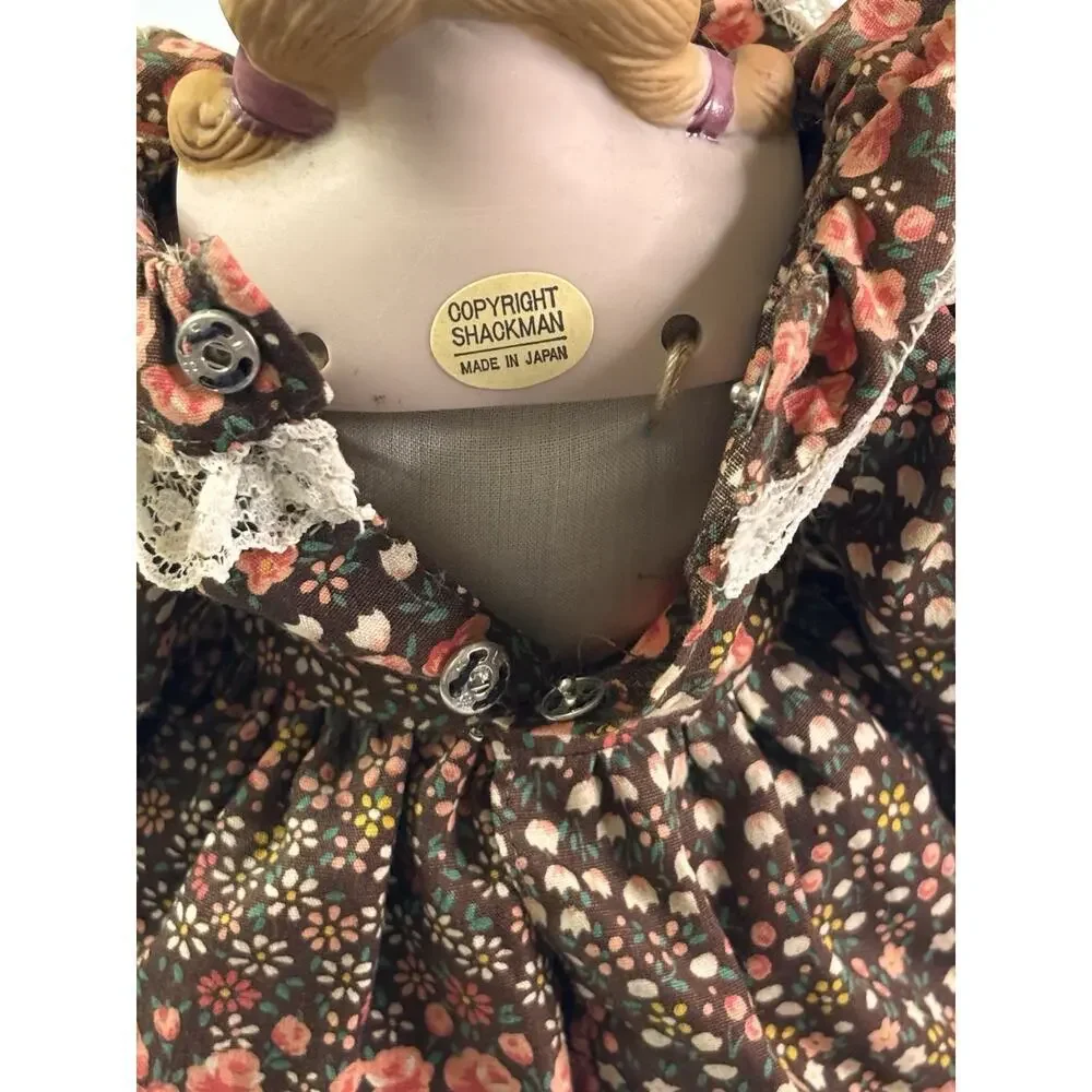 Vintage Shackman Doll Bisque Head, Hands, Feet, Cloth Body Floral Dress Prairie